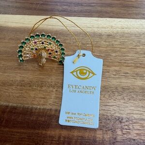 Gold and Green Peacock Brooch